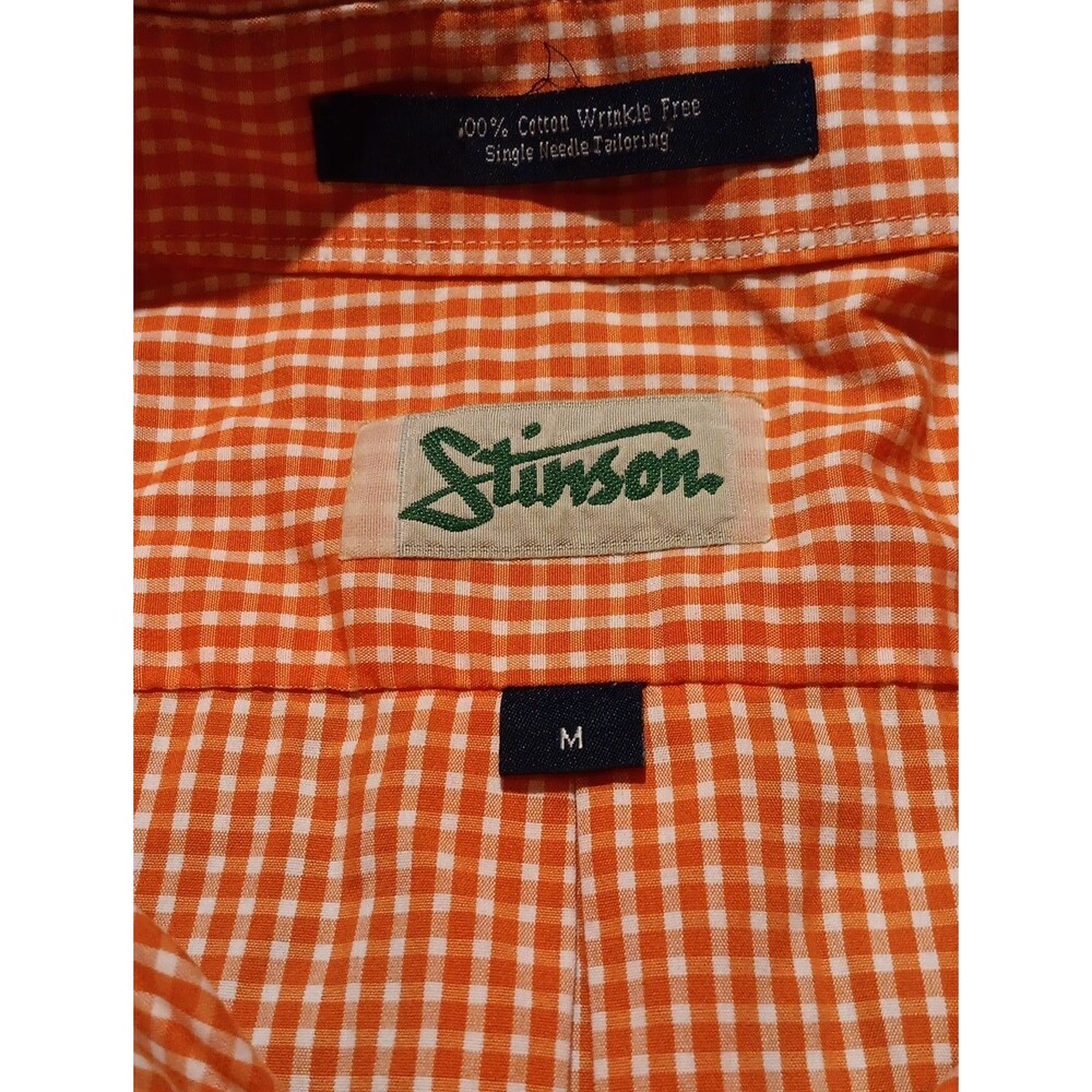 Stinson Gingham Plaid Orange Shirt Men's Medium Short Sleeve - Picture 2 of 5